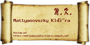 Mattyasovszky Klára névjegykártya